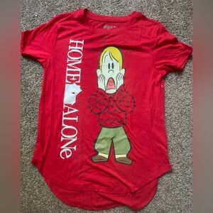 Red Kids Short Sleeve Tee with Cartoon Graphic